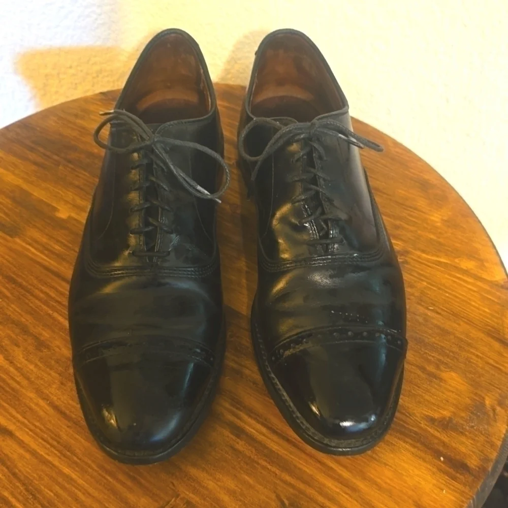 Allen Edmonds Nathan Black Premium leather lace up DERBY dress shoes Sz.10